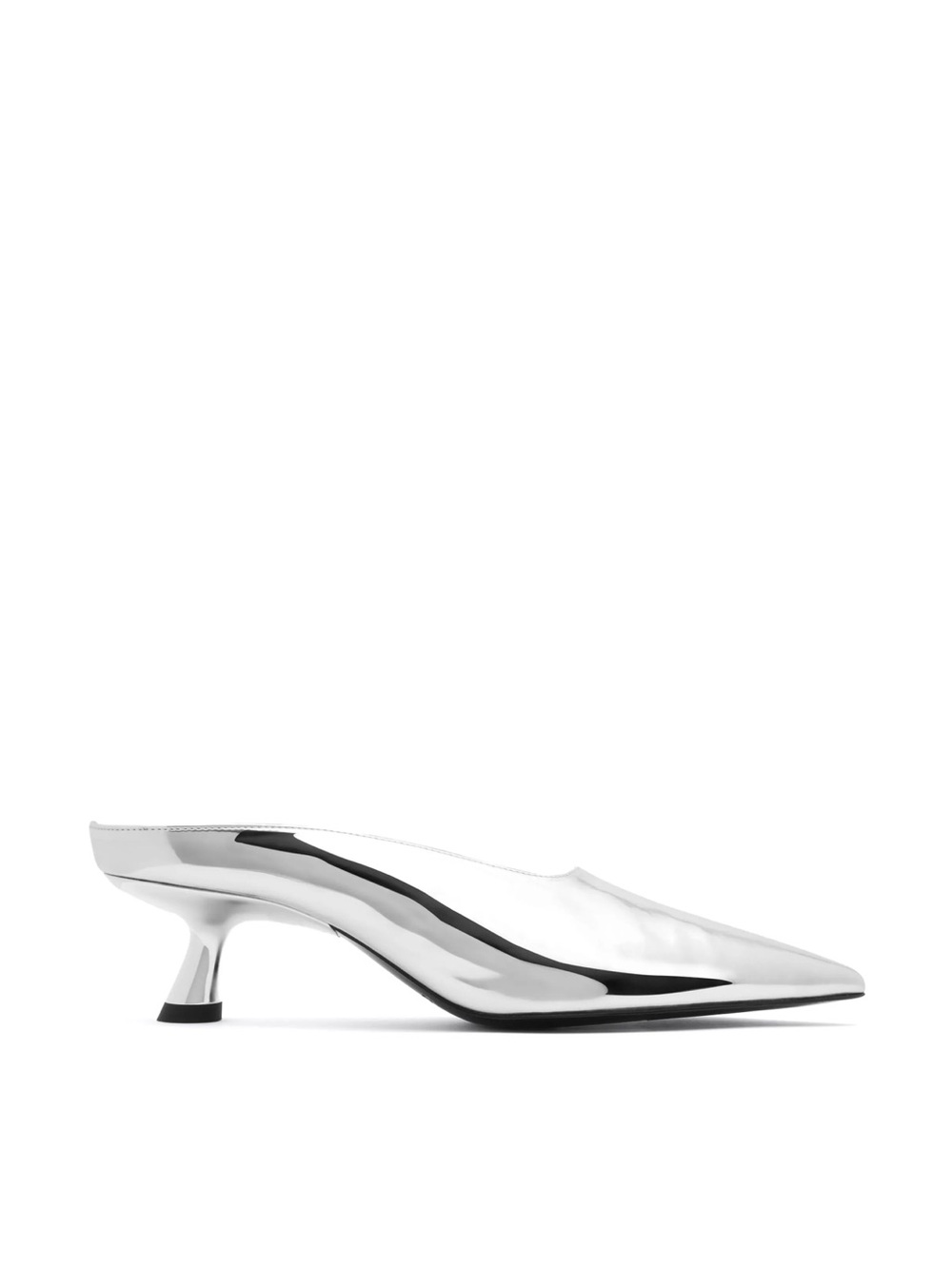Simon Miller Metallic Silver Pointed-Toe Slip-On Mules - Picture 3 of 9